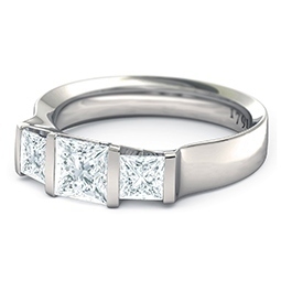 modern princess three-stone diamond ring