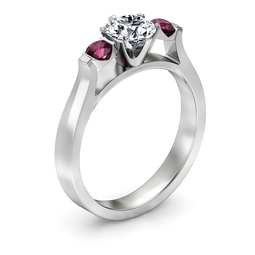 three stone ruby diamond ring