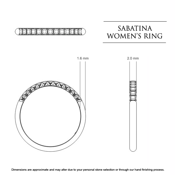  Platinum 950 Sabatina Celebration Ring - Dimensions