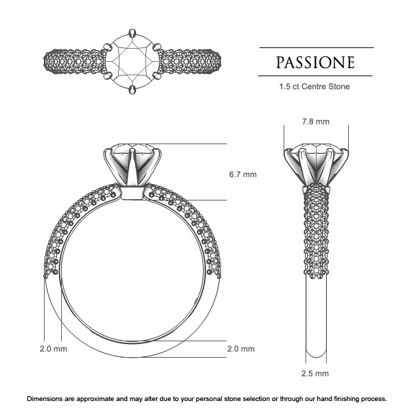Engagement Rings Passione - Dimensions