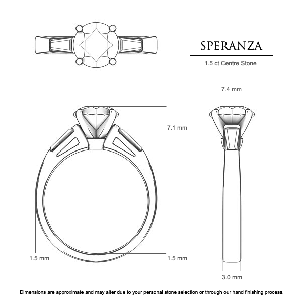 Diamond Rings White Gold Speranza - Dimensions