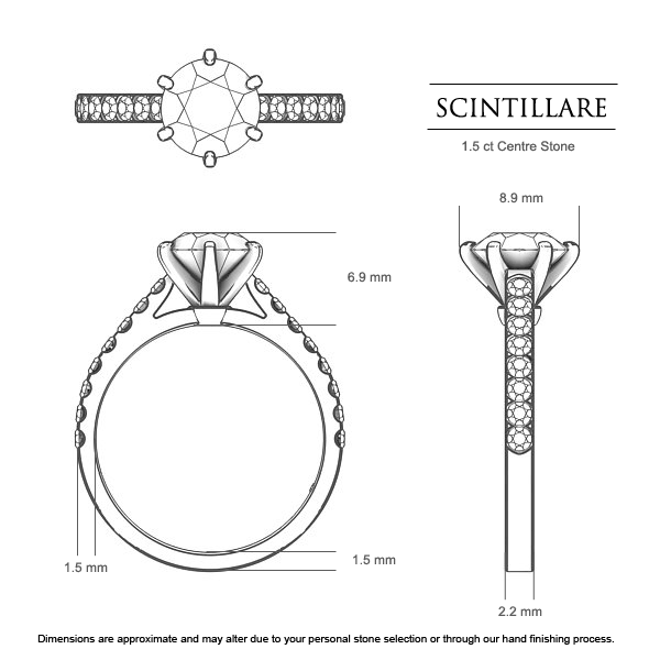 Engagement Rings White Gold Scintillare - Dimensions