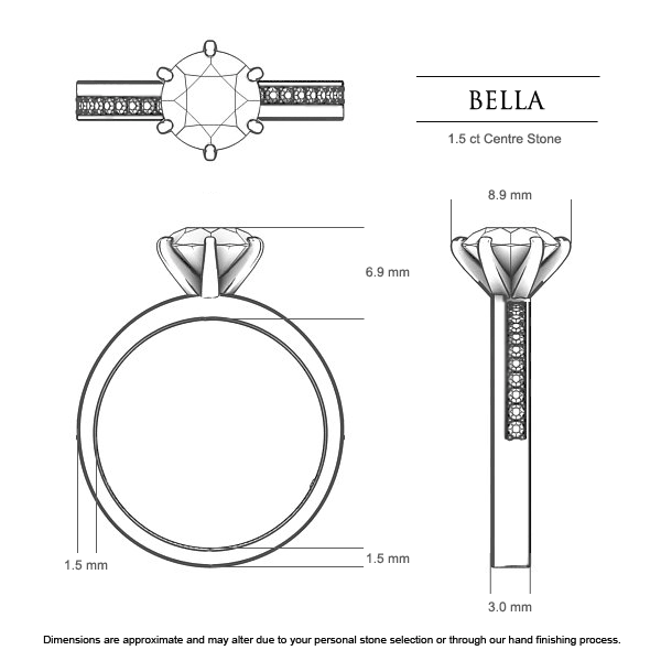 Engagement Rings Bella - Dimensions