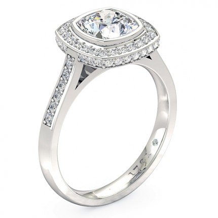 Cushion Diamond Ring Platinum 950 Floriana - Main View