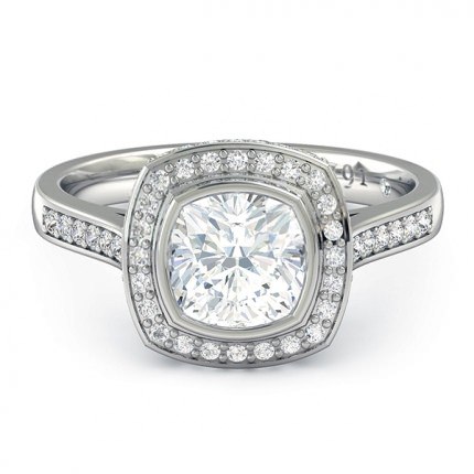 Cushion Diamond Rings White Gold Floriana
