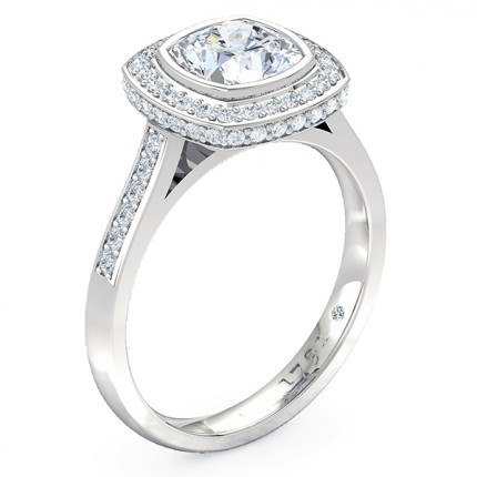 Cushion Diamond Ring White Gold Floriana - Main View