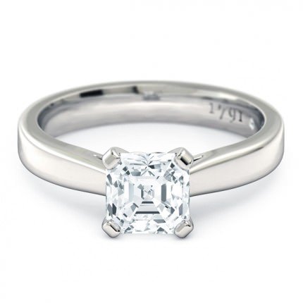 Asscher Diamond Rings Platinum 950 Splendente