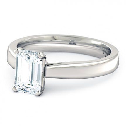 Emerald Diamond Ring Platinum 950 Brilliante - Side View