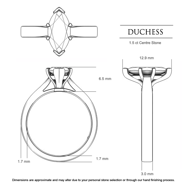 Marquise Engagement Rings Duchess - Dimensions