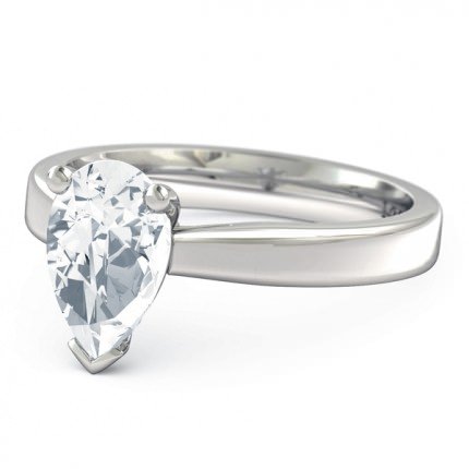 Pear Diamond Ring White Gold Pero - Side View