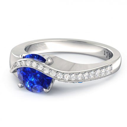 Sapphire Ring White Gold Sky - Side View