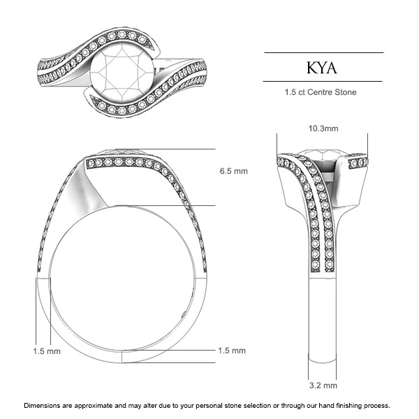 Sapphire Rings White Gold Kya - Dimensions