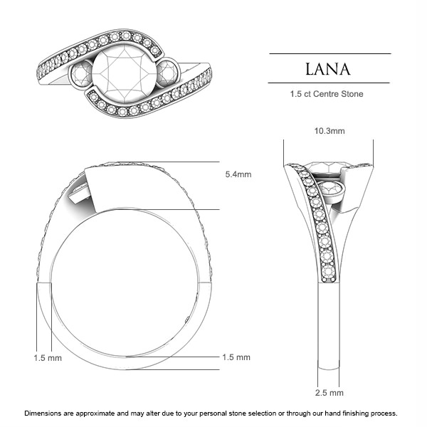 Sapphire Rings White Gold Lana - Dimensions