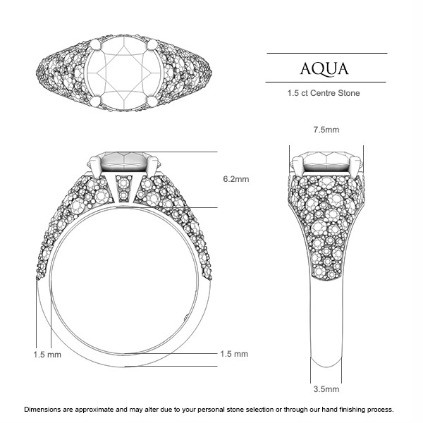 Sapphire Rings Aqua - Dimensions