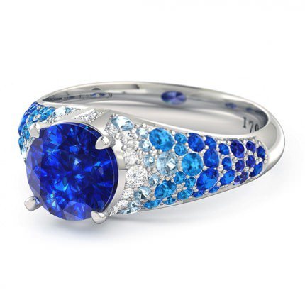 Sapphire Ring Platinum 950 Aqua - Side View