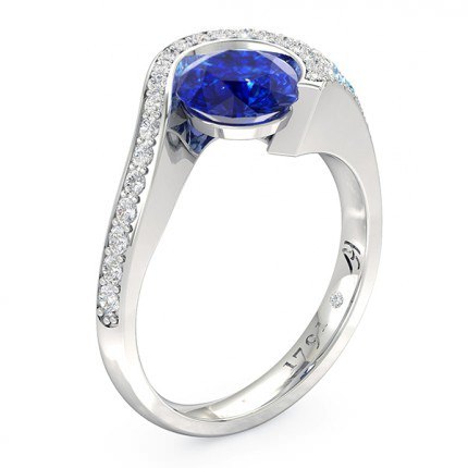 Sapphire Ring White Gold Cascade - Main View