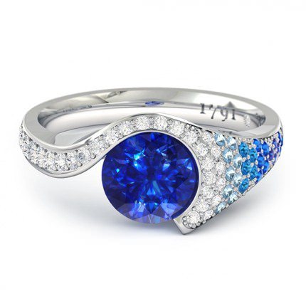 Sapphire Rings White Gold Cascade
