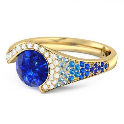 Sapphire Ring Cascade - Side View
