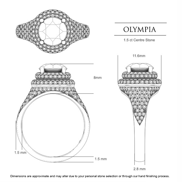 Sapphire Rings White Gold Olympia - Dimensions
