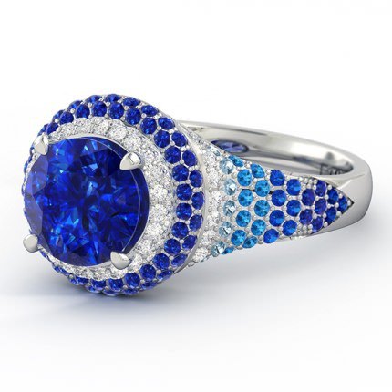 Sapphire Ring White Gold Olympia - Side View