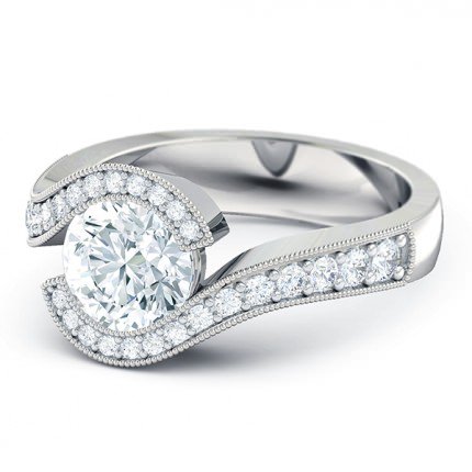 Engagement Ring Platinum 950 Perlina - Side View