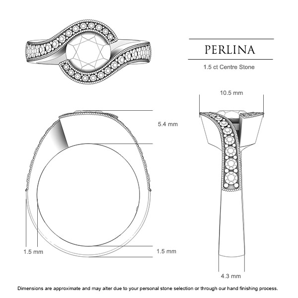 Engagement Rings White Gold Perlina - Dimensions