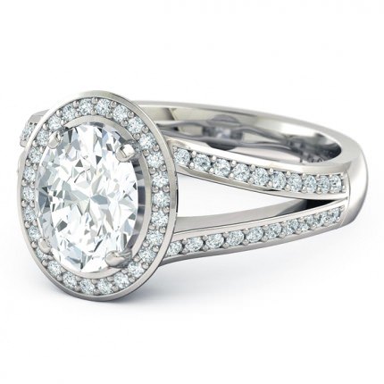 Oval Diamond Ring White Gold Opera - Side View