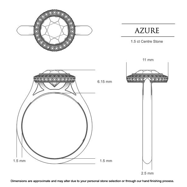 Diamond Rings White Gold Azure - Dimensions