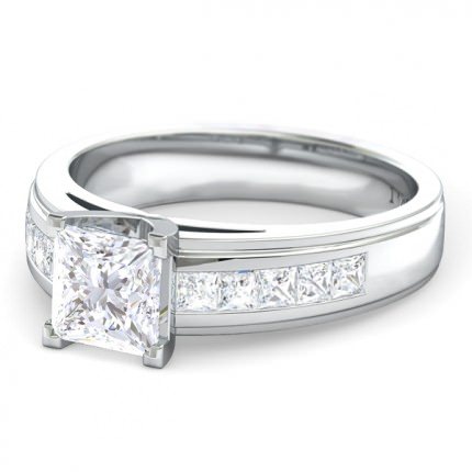 Princess Engagement Ring White Gold 1791 Princess - Side View