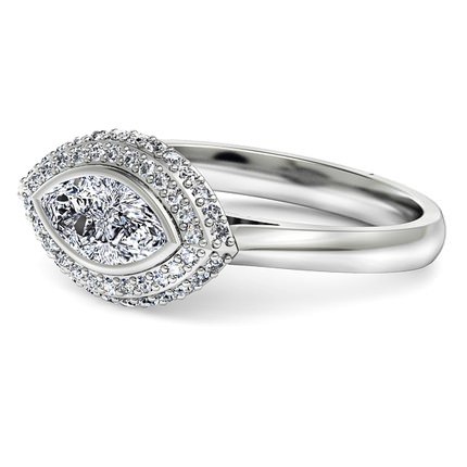 Marquise Diamond Ring White Gold Venecia - Side View