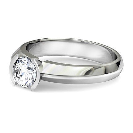 Diamond Ring White Gold The Solitaire - Side View