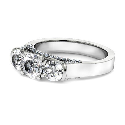Diamond Ring White Gold Lea - Side View