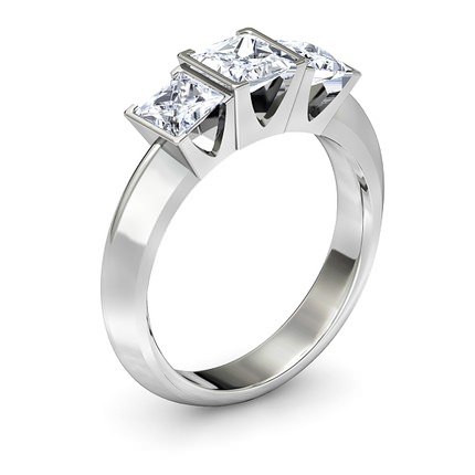 Princess Diamond Ring Platinum 950 Trilogy - Main View
