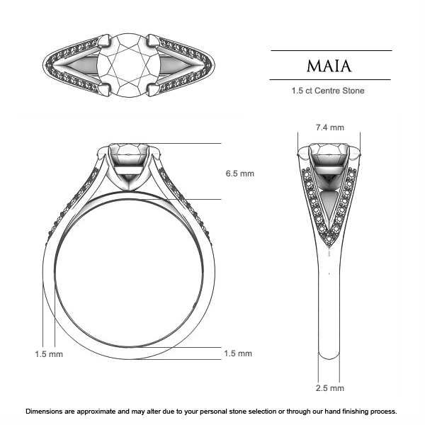 Engagement Rings White Gold Maia - Dimensions