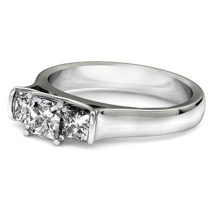 Princess Diamond Ring White Gold Dalila - Side View