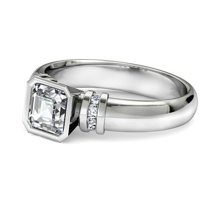 Asscher Diamond Ring Platinum 950 Alba - Side View