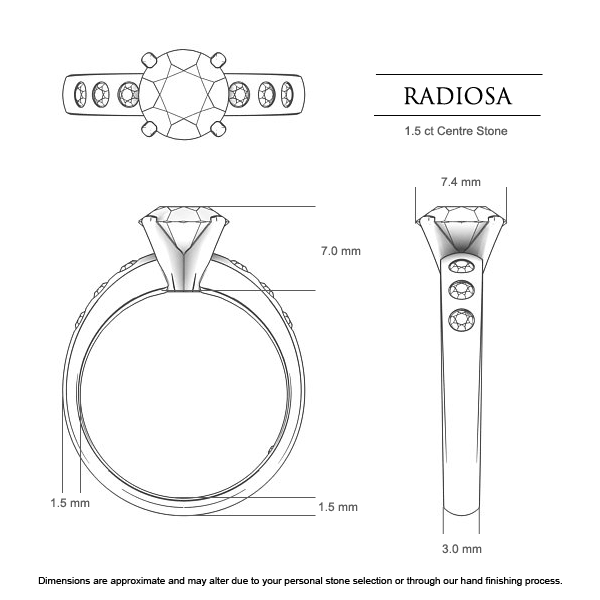 Diamond Rings White Gold Radiosa - Dimensions
