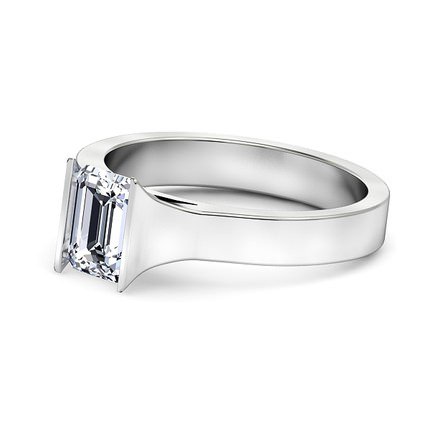 Emerald Diamond Ring Platinum 950 Argenta - Side View