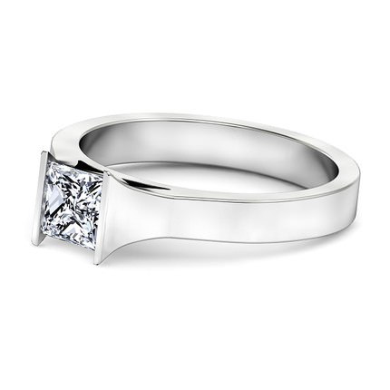 Princess Diamond Ring Platinum 950 Incenso - Side View