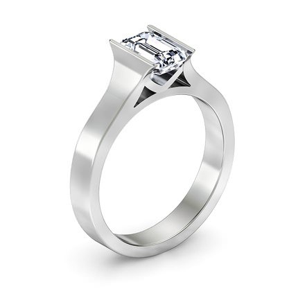 Emerald Diamond Ring White Gold Argenta - Main View
