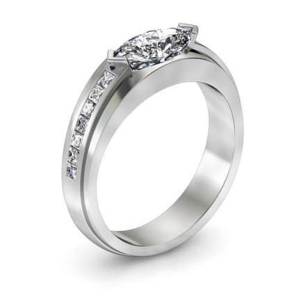 Marquise Diamond Ring White Gold Oceana - Main View