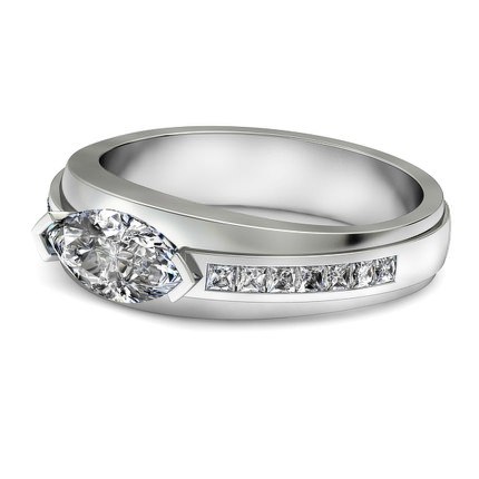 Marquise Diamond Ring White Gold Oceana - Side View