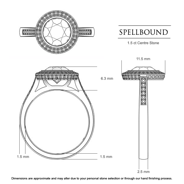 Diamond Rings White Gold Spellbound - Dimensions