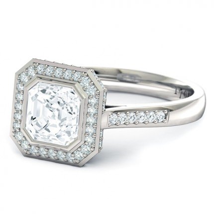 Asscher Diamond Ring Platinum 950 Imilia - Side View