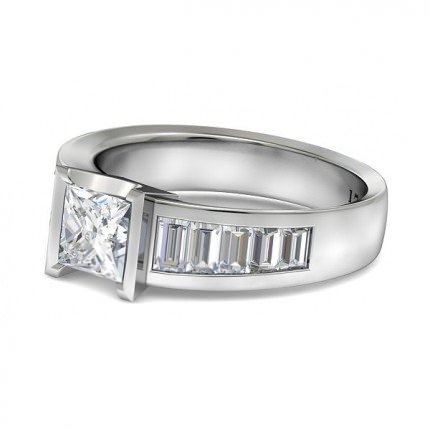 Princess Diamond Ring White Gold Quadrata - Side View