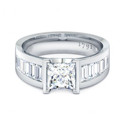 Princess Diamond Rings Platinum 950 Quadrata