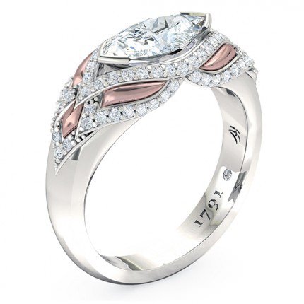Marquise Diamond Ring White Gold Nekite - Main View
