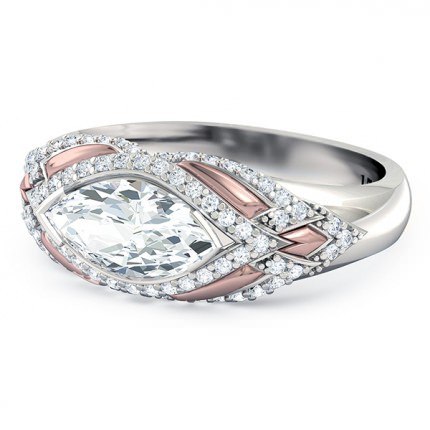 Marquise Diamond Ring White Gold Nekite - Side View