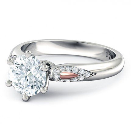 Diamond Ring Platinum & Rose Gold Petalo - Side View