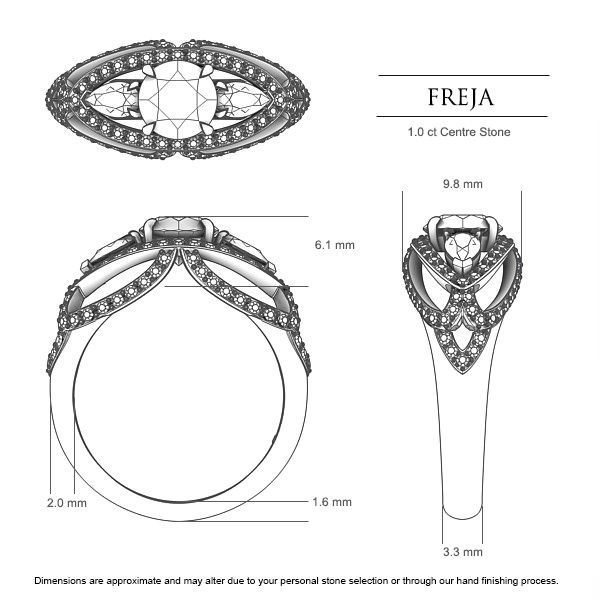 Diamond Rings White Gold Freja - Dimensions